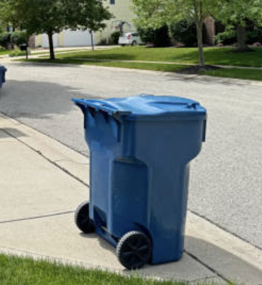 Trash can at the curb